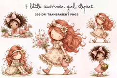 Little Summer Girl Clipart PNG Product Image 1