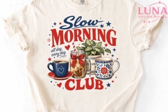 Slow Morning Club PNG, Coffee Lover Sublimation, Cozy Mornin Product Image 4