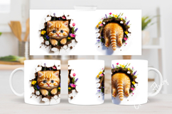 Funny Spring Cat Break Through Mug Wrap Product Image 5