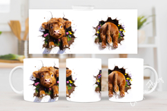 Funny Spring Highland Cow Break Through Mug Wrap Product Image 5
