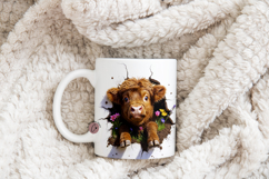 Funny Spring Highland Cow Break Through Mug Wrap Product Image 4
