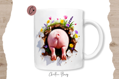 Funny Spring Pig Break Through Mug Wrap Product Image 3