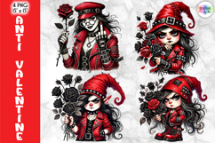 Anti-Valentine Rock Gnomes Clipart, Gothic Valentine Gnome Product Image 1