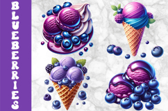 Blueberry Ice Cream Clipart, Summer Desserts Clipart Product Image 1