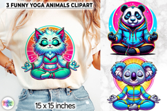 Cute Yoga Animals Clipart, Meditating Cartoon Animal PNG Product Image 1