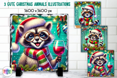 Cute Christmas Animals Illustration, Wine Lover Christmas Product Image 1
