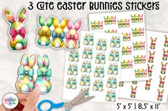 Cute Easter Bunny Stickers, Colorful Bow Bunnies Product Image 1