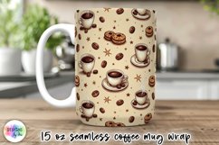 Coffee Lover Mug Wrap Sublimation, Coffee and Cookies Patter Product Image 1
