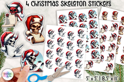 Funny Christmas Skeleton Stickers | Santa Skull Clipart Product Image 1