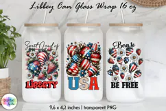 Patriotic Libbey Can Glass Wrap, 16 oz Can Glass Sublimation Product Image 1