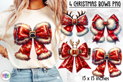 Christmas Bow PNG Clipart, Red Festive Bows Print Product Image 1