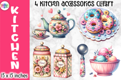 Vintage Kitchen Accessories Clipart, Retro Cooking &amp; Baking Product Image 1