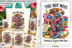 Funny Summer Skeleton Sublimation, Hot Mess Tarot Card Product Image 1