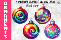 Christmas Ornaments Clipart, Christmas Tree Baubles PNG Product Image 1