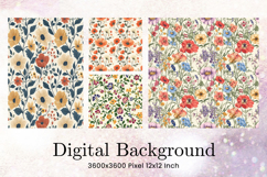 Flower Pattern Background Wallpaper Digital Paper_11 Product Image 1