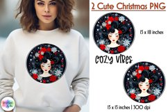 Christmas Whimsical Girl Face Print | Woman Portrait Winter Product Image 1