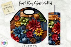 3D Leather Flowers Lunch Bag, Embossed Leather Tumbler Wrap Product Image 1
