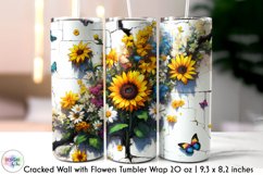 3D Cracked Wall Flowers Tumbler Wrap, Floral Tumbler Design Product Image 1