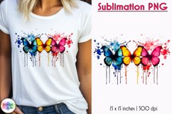 Butterfly Sublimation | Watercolour Colourful Butterfly PNG Product Image 1