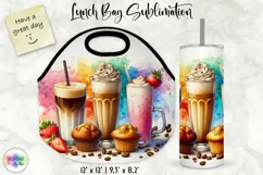 Iced Coffees Lunch Bag, Summer Iced Drinks Tumbler Wrap Product Image 1