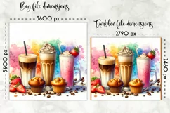 Iced Coffees Lunch Bag, Summer Iced Drinks Tumbler Wrap Product Image 2