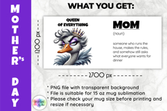 Funny Mother Day Mug Wrap, Queen of Everything PNG Product Image 2