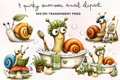 Quirky Summer Snail Clipart PNG Product Image 1