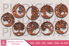 Laser Cut Tree &amp; Woman Ornament SVG Bund Product Image 11