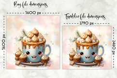 Christmas Lunch Bag Print | Kawaii Hot Chocolate and Cookies Product Image 2
