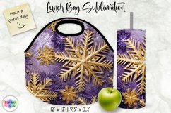 Shimmering Golden Snowflakes Lunch Bag | Snowflakes Tumbler Product Image 1