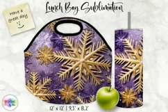 Shimmering Golden Snowflakes Lunch Bag | Snowflakes Tumbler Product Image 1