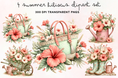 Summer Hibiscus Clipart PNG Product Image 1