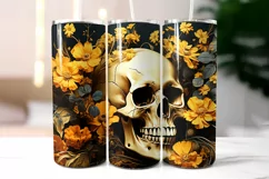 Scull with Flowers Tumbler Wrap | Vintage Halloween Design Product Image 2