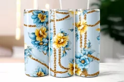 Floral Tumbler Wrap | Elegant Floral Silk Fabric Texture Product Image 2