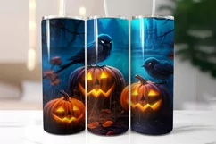 Black Crow and Pumpkins Halloween Tumbler Wrap 20 oz Product Image 2