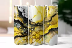 Abstract Alcohol Ink Tumbler Wrap | Yellow Marble Tumbler Product Image 2