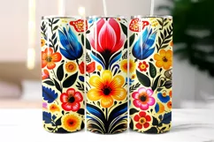 Folk Flowers Tumbler Wrap Sublimation 20 oz Product Image 2