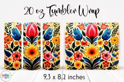 Folk Flowers Tumbler Wrap Sublimation 20 oz Product Image 1