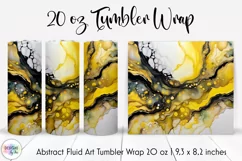 Abstract Alcohol Ink Tumbler Wrap | Yellow Marble Tumbler Product Image 1