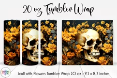 Scull with Flowers Tumbler Wrap | Vintage Halloween Design Product Image 1