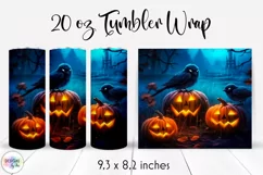 Black Crow and Pumpkins Halloween Tumbler Wrap 20 oz Product Image 1