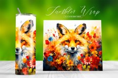 Fox Watercolor Animal Tumbler Sublimation Wrap Product Image 1