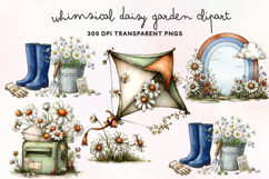 Whimsical Daisy Garden Clipart PNG Product Image 1