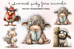 Whimsical Quirky Farm Animals Clipart PNG Product Image 1