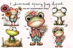 Whimsical Spring Frog Clipart PNG Product Image 1