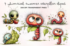 Whimsical Summer Caterpillar Clipart PNG Product Image 1