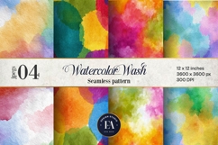 Watercolor Wash Digital Paper | Seamless Rainbow Texture Product Image 1