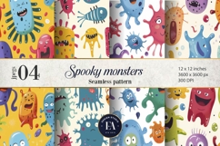 Cute baby monster Digital Paper | Spooky Bacteria Pattern Product Image 1