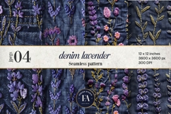 Embroidered Denim Digital Paper| Floral Denim Pattern Product Image 1