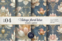 Vintage Mughal Lotus Pattern | Indian Lotus Floral Texture Product Image 1
